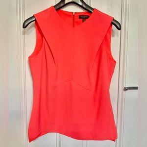 Ted Baker Neon Pink/Coral Crepe Sleeves Blouse